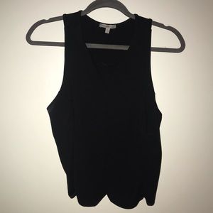 Black cropped tank with scalloped bottom